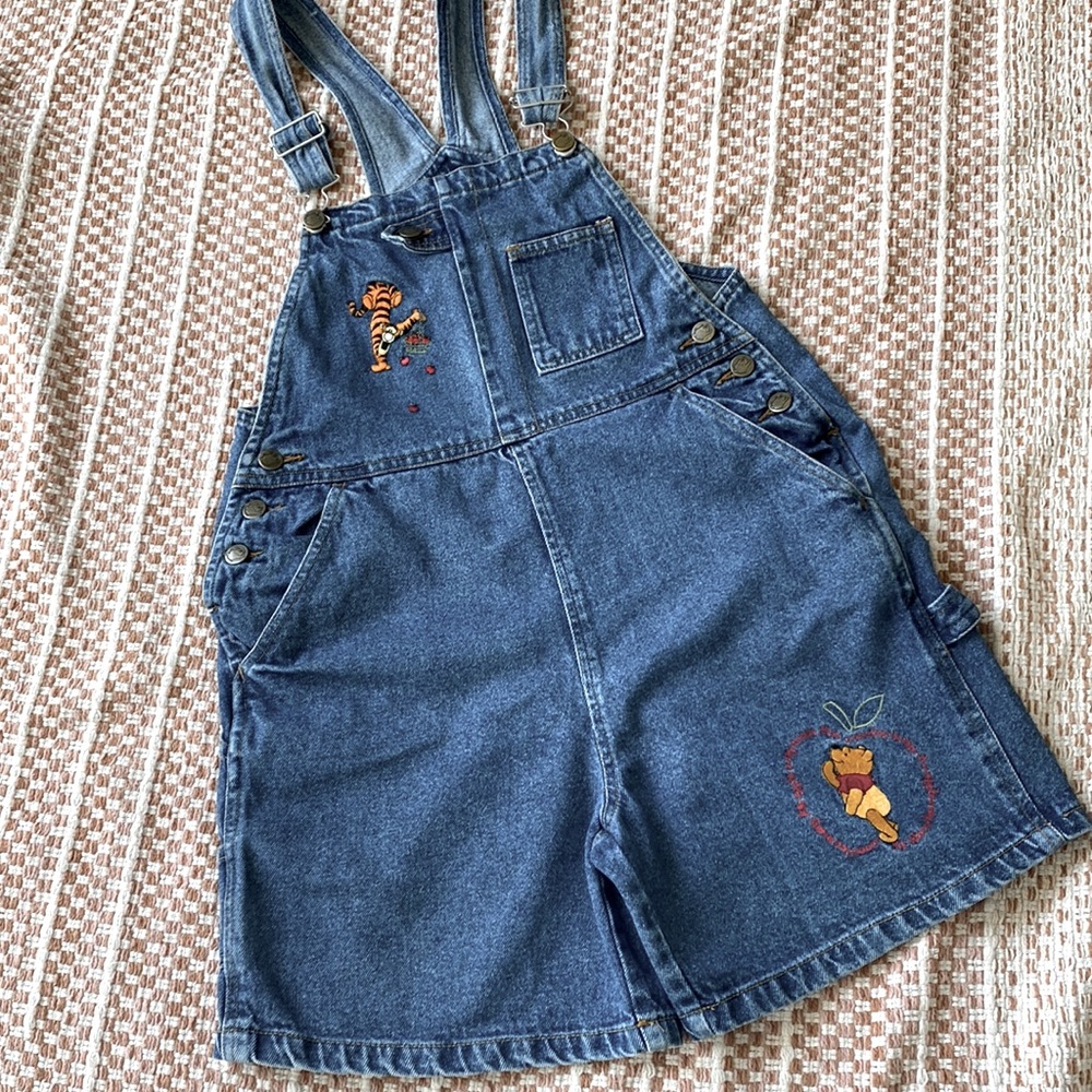 Winnie The Pooh Jean Denim Jumper Overalls Jumper Shorts M Tiger